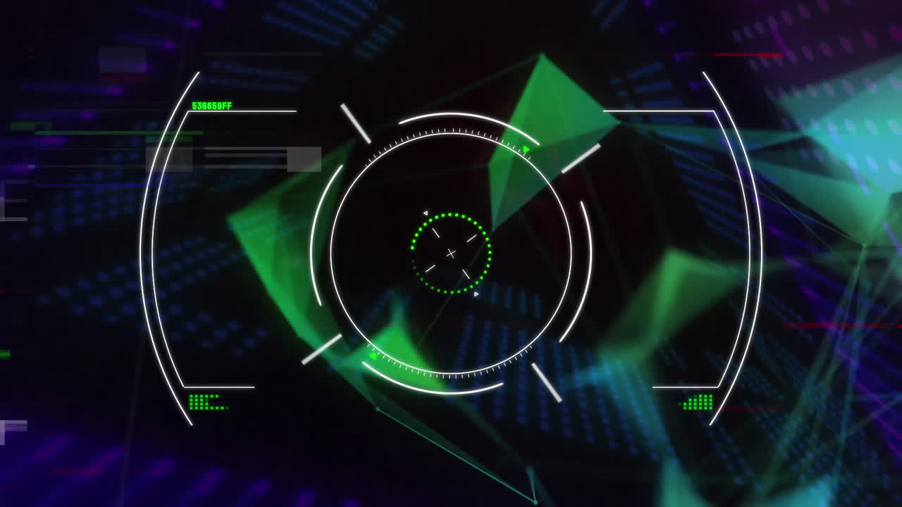 animación de escaneo de alcance y formas que se mueven sobre el túnel digital.