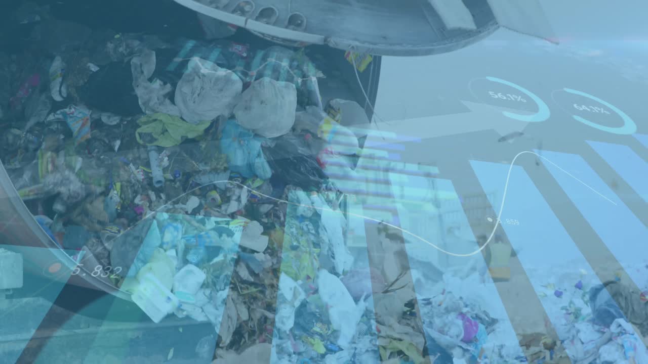 쓰레기 매립장 위에서 금융 데이터 처리의 애니메이션