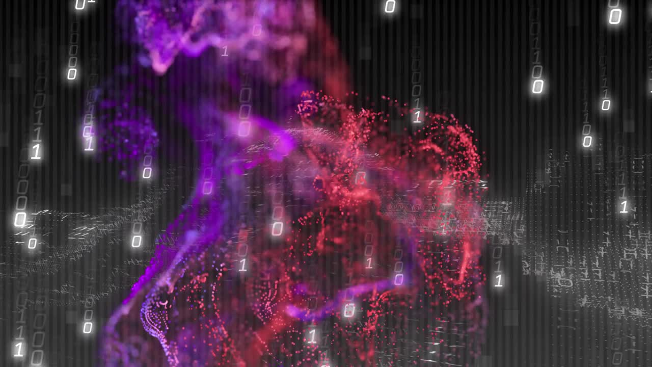 animación del procesamiento de datos sobre un fondo negro