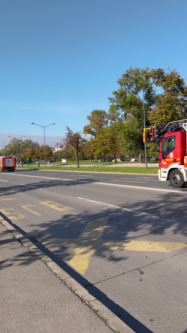 Firefighter trucks rushing on the streets