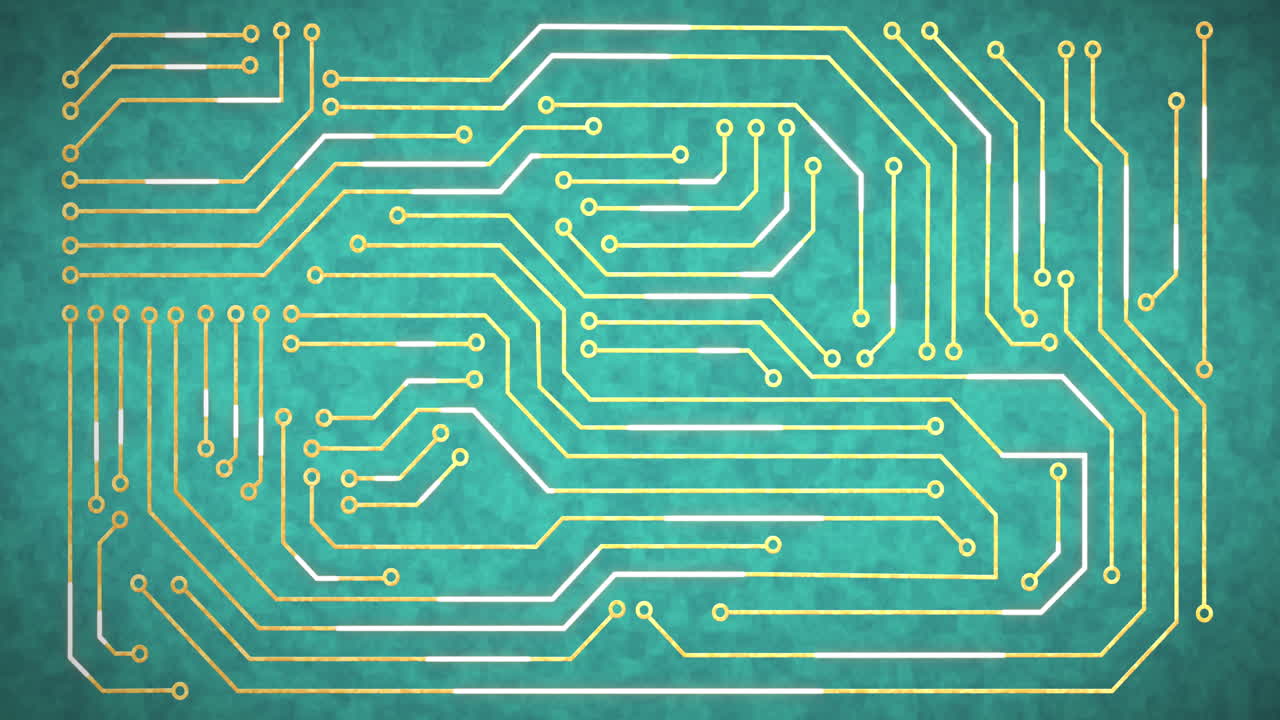 파란색 배경에 있는 컴퓨터 회로판의 애니메이션