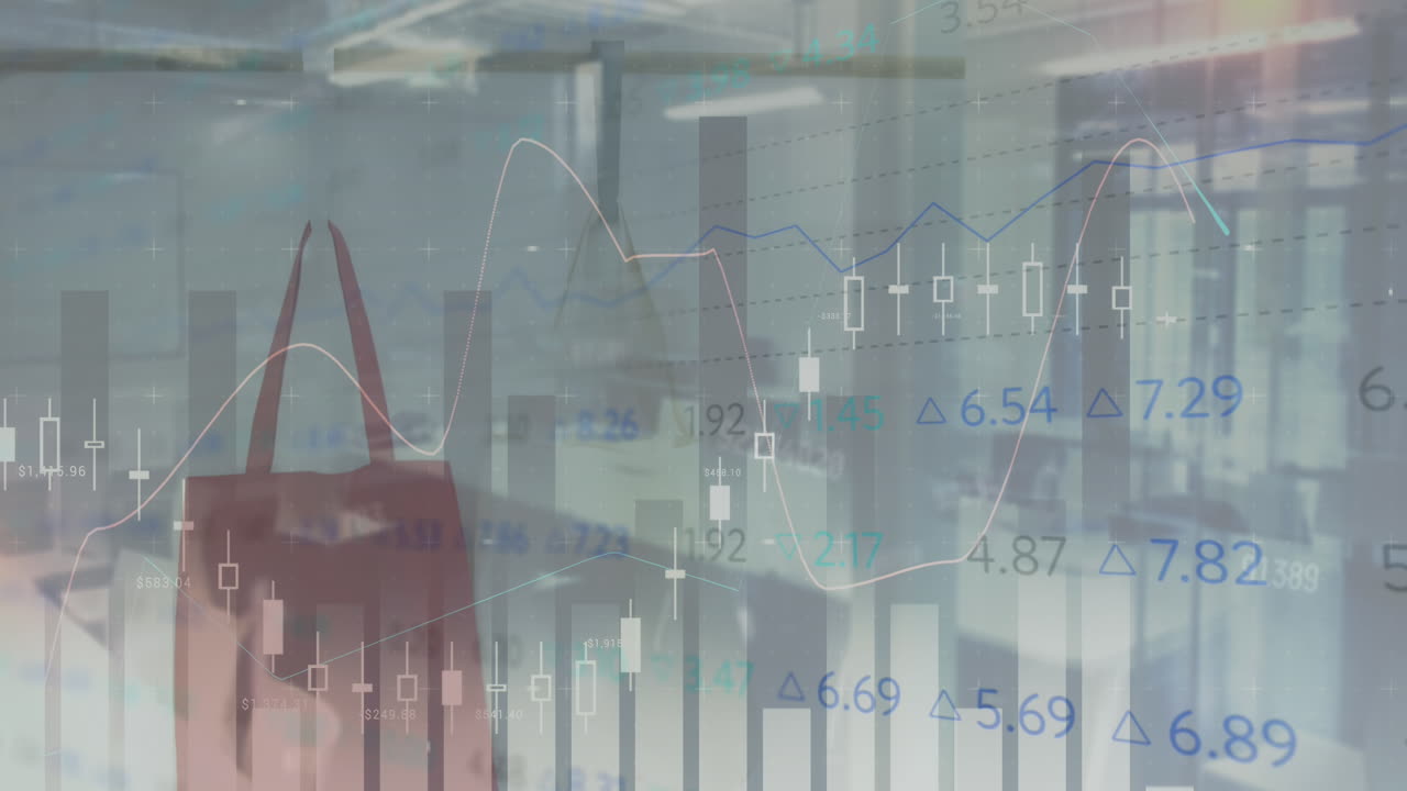 빈 사무실에서 재무 데이터 처리의 애니메이션