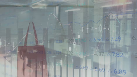 animación del procesamiento de datos financieros en una oficina vacía
