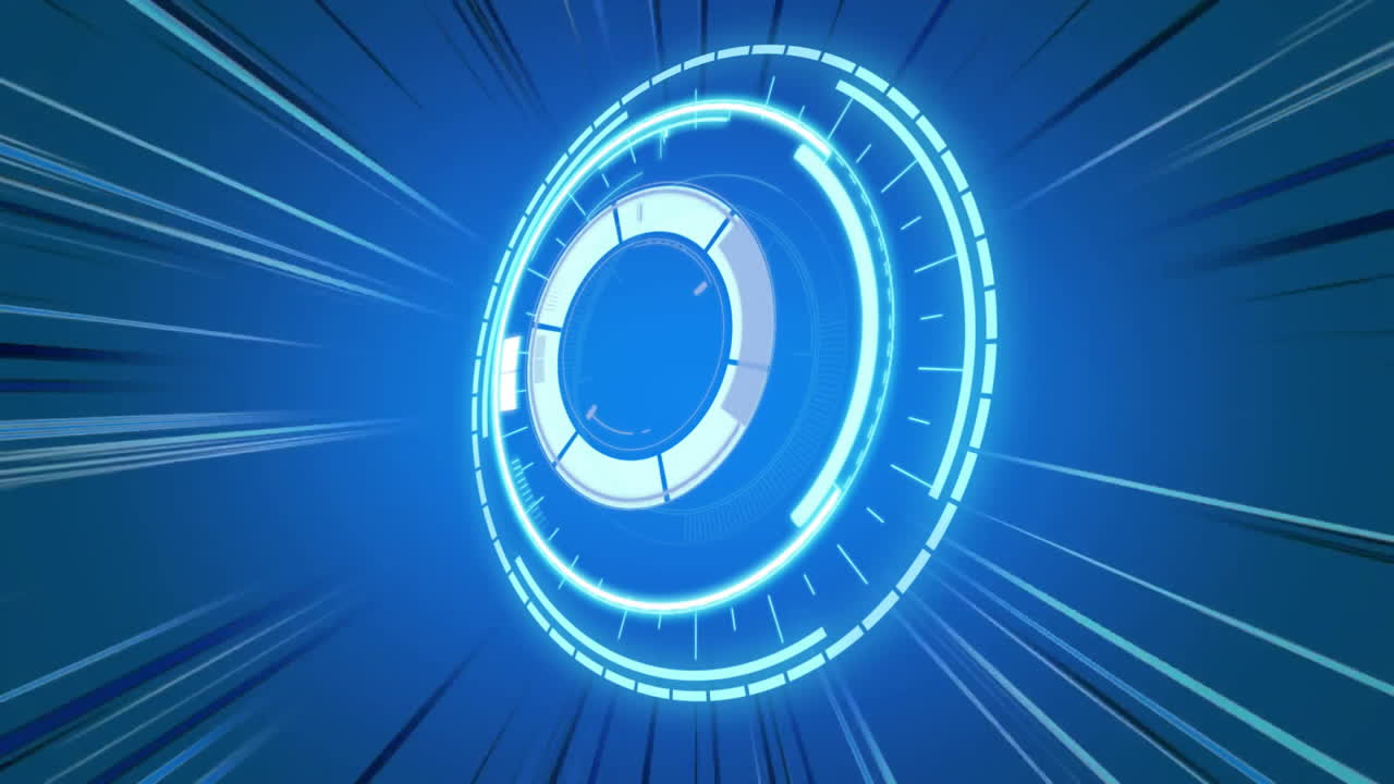 animación de procesamiento de datos digitales sobre escaneo de alcance en fondo azul