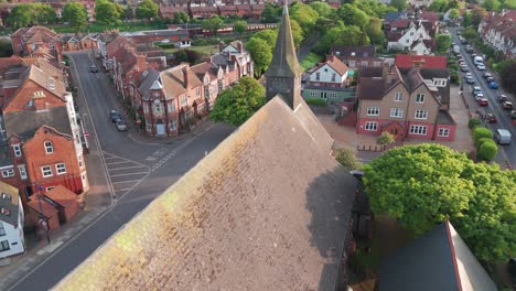 historic st peter's church in sheringham seen from above on a sunny spring day