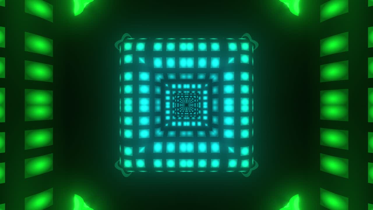 Neon Green and Blue Light Tunnel