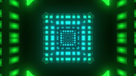 neon green and blue light tunnel