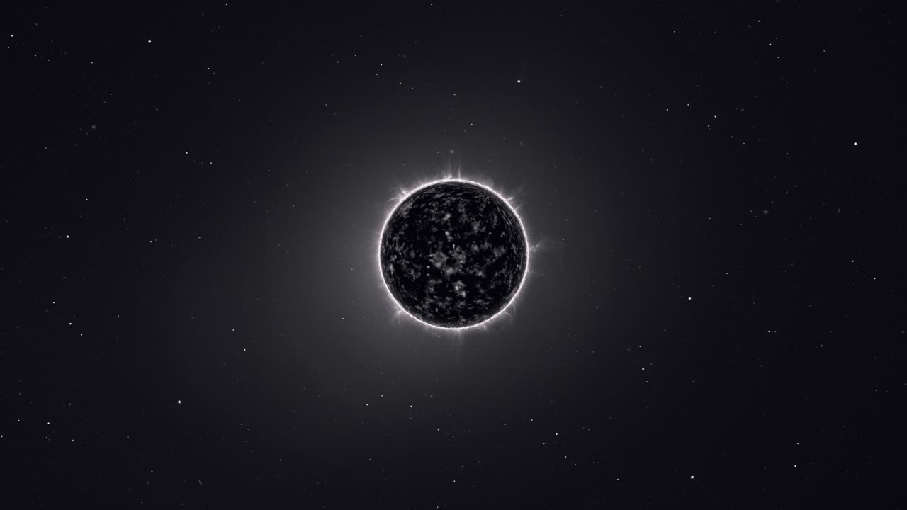 카메라  ⁇ 도와 함께 우주 공간에 있는 죽은 천체인 검은 난쟁이 별의 3d 애니메이션