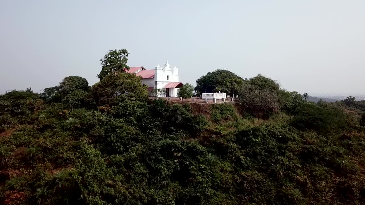 Drone shot over Three kings church, South Goa, India