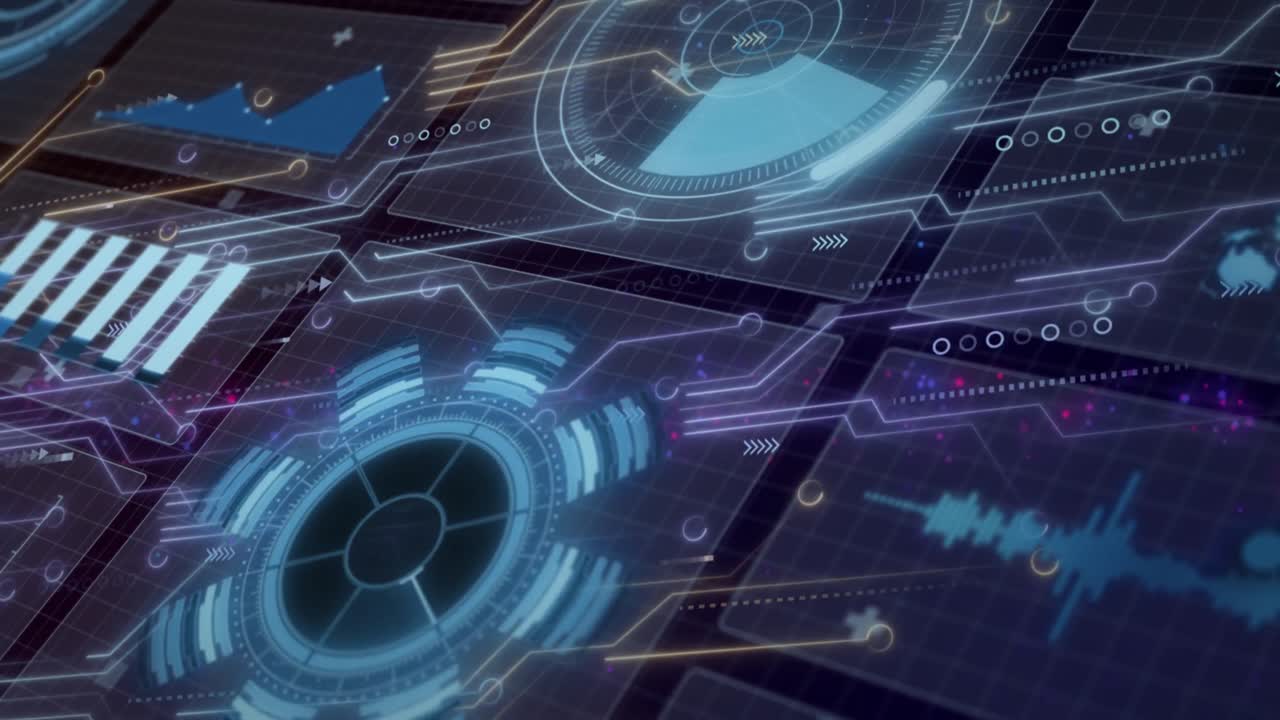 animación del procesamiento de datos sobre un fondo negro