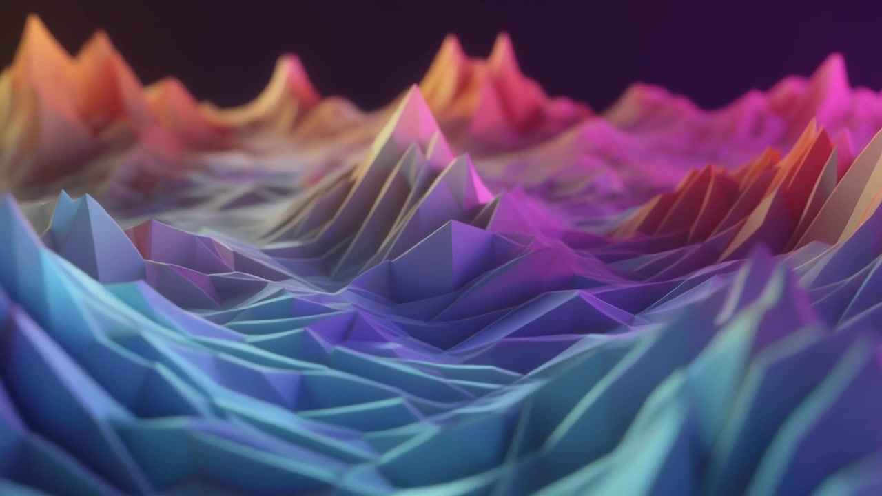 Abstract Low Poly Landscape with Vibrant Gradient Lighting