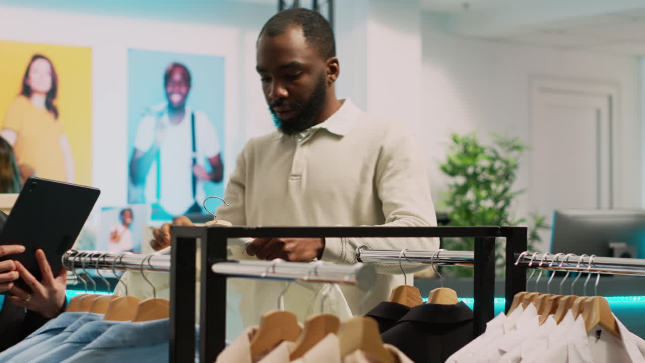 Clothing Store Scene with Asian Woman and Customers
