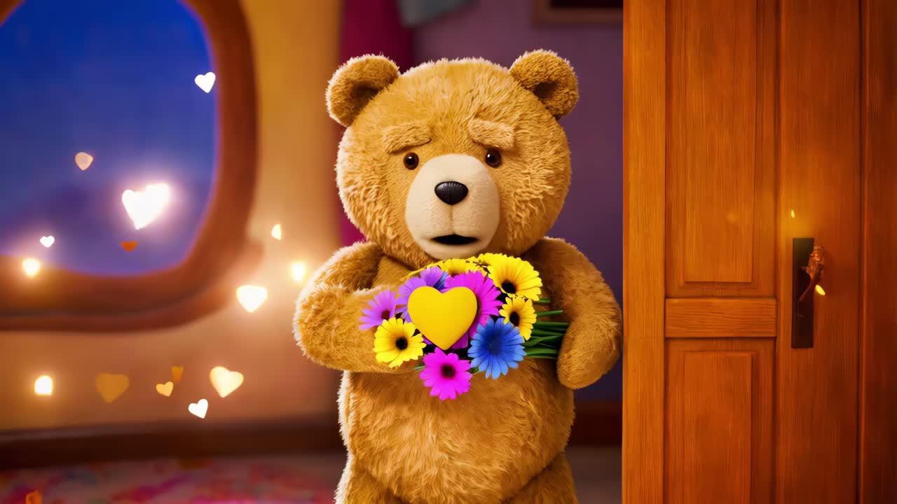 oso de peluche con flores
