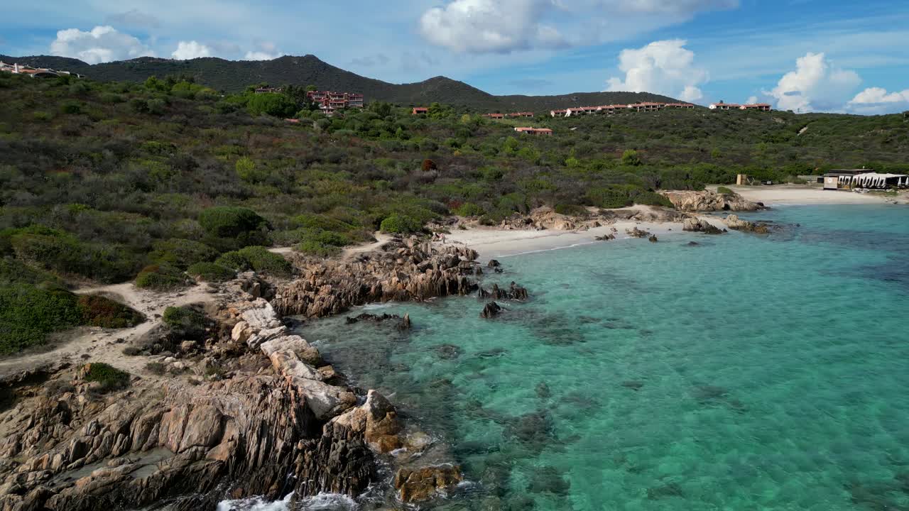 Drone clip of coastline of an italian beach