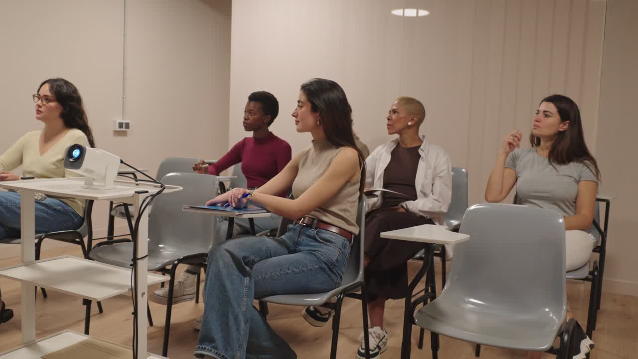 Classroom lecture with diverse students