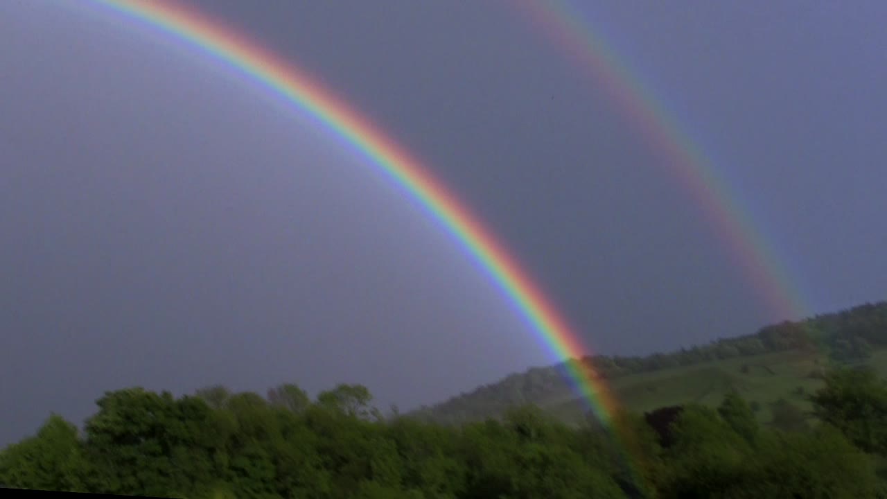 A stunning double rainbow over Cromford in Derbyshire that really did seem to end in a 'pot of gold'