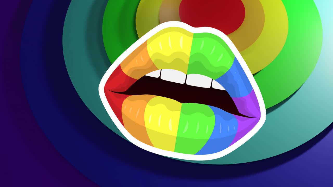 animación de los labios del arco iris sobre el fondo del arco iris