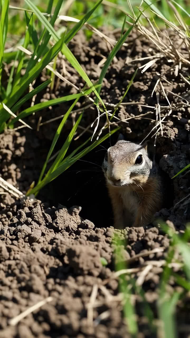Marmotta che fa capolino dalla tana