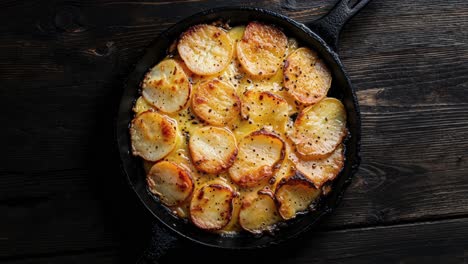 patatas asadas en una sartén de hierro fundido