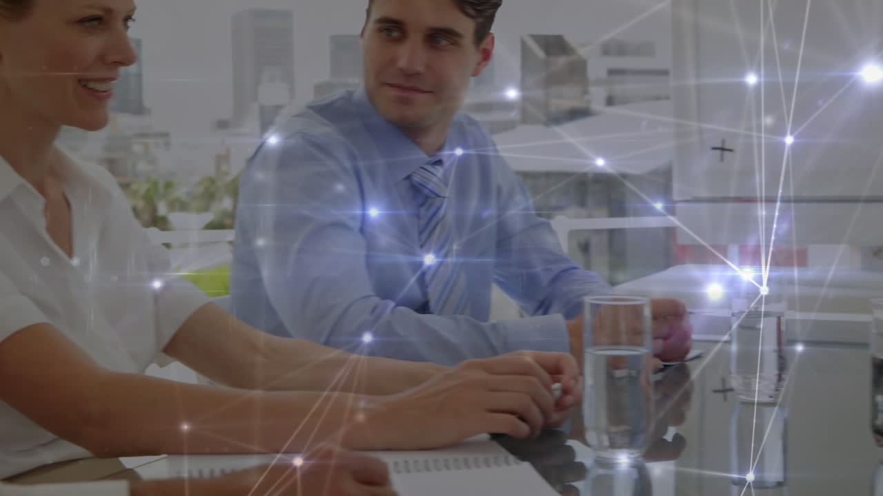 animación de la red de conexiones entre diversos empresarios