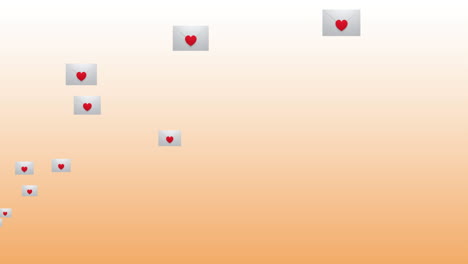 digital animation of red heart on message icon floating against gradient background