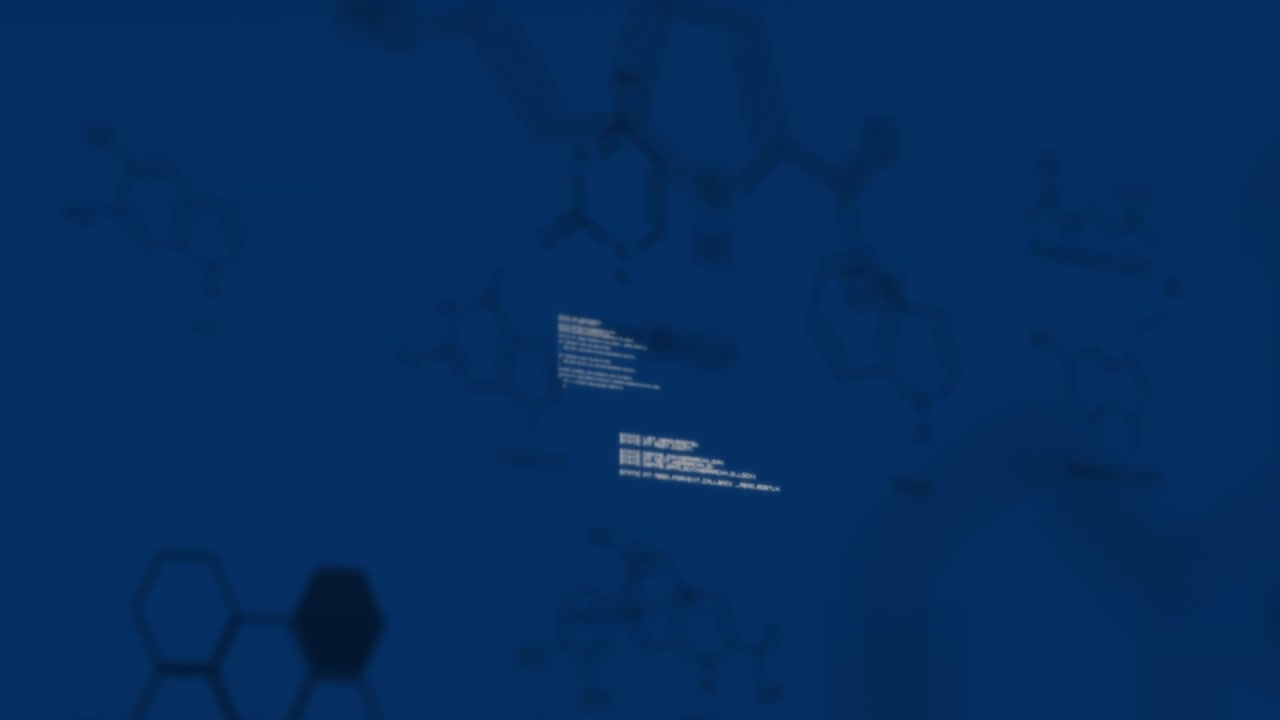 Animation of data processing over blue background