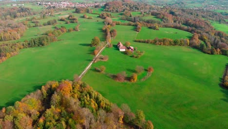 aerial-view-green-fields-village