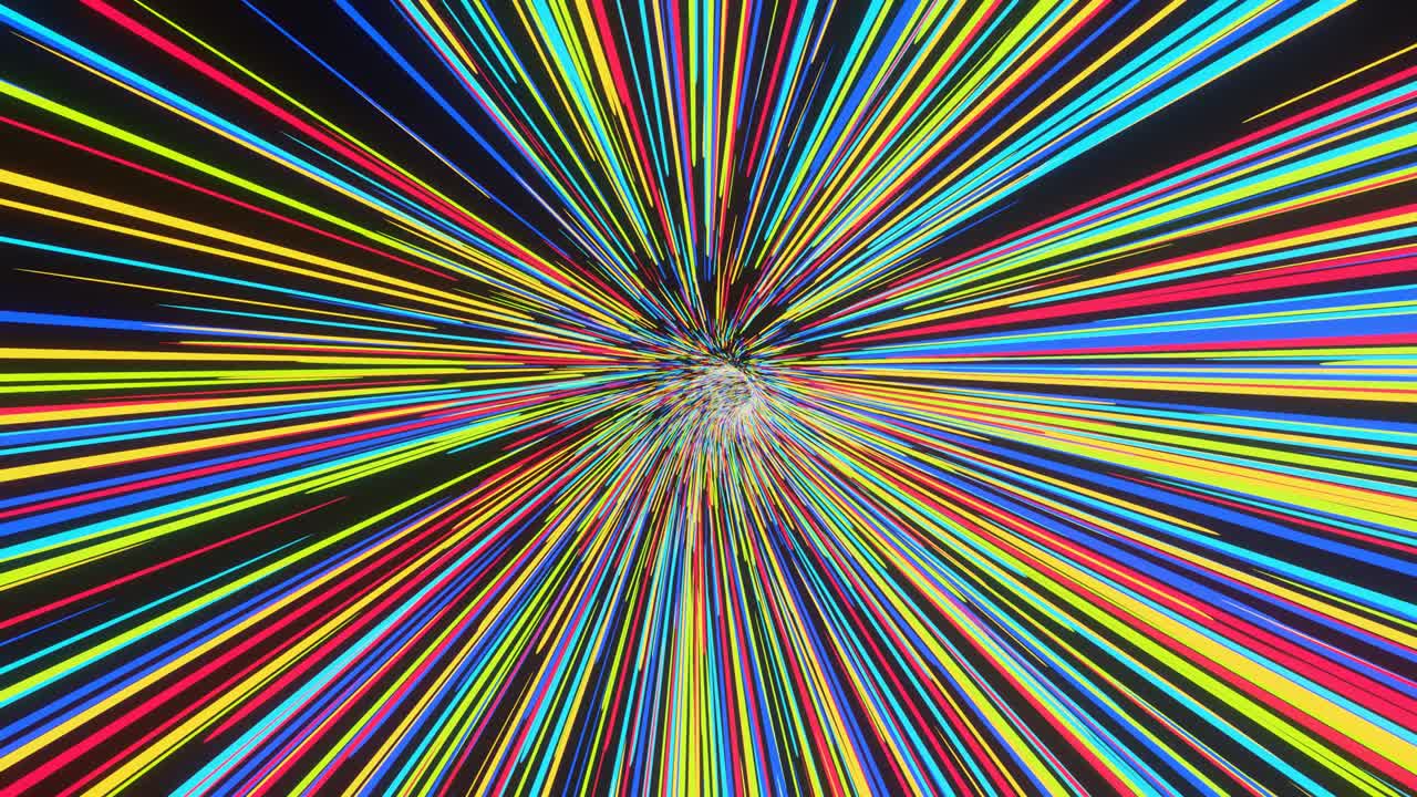 Abstract flight in retro neon hyper warp space in the tunnel 3d illustration
