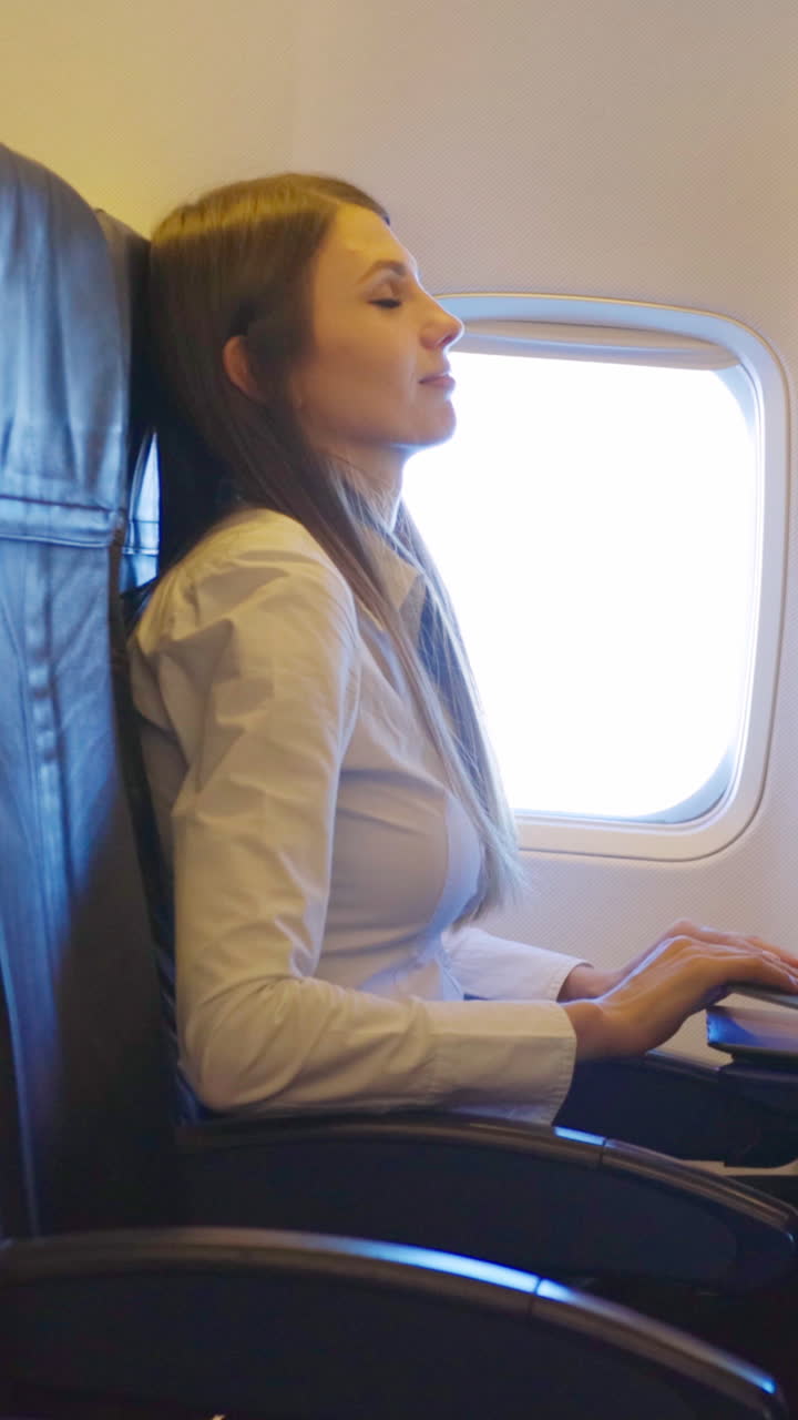 Woman on airplane