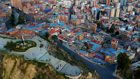 vast aerial landscape around mountainous region of la paz, bolivia - drone footage