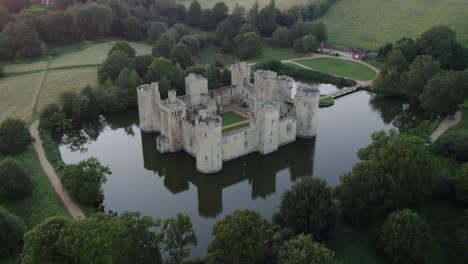 beautiful mideval castle in eurpoe at sunset drone aerial