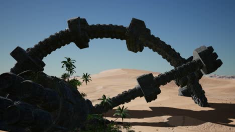 vieja nave espacial alienígena oxidada en el desierto.