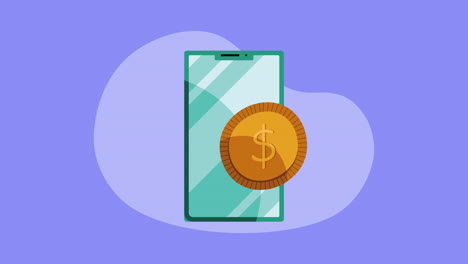 smartphone with dollar coin - mobile payment concept