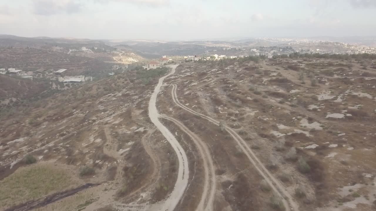 팔레스타인 중동 아라바 언덕의 공중 전망