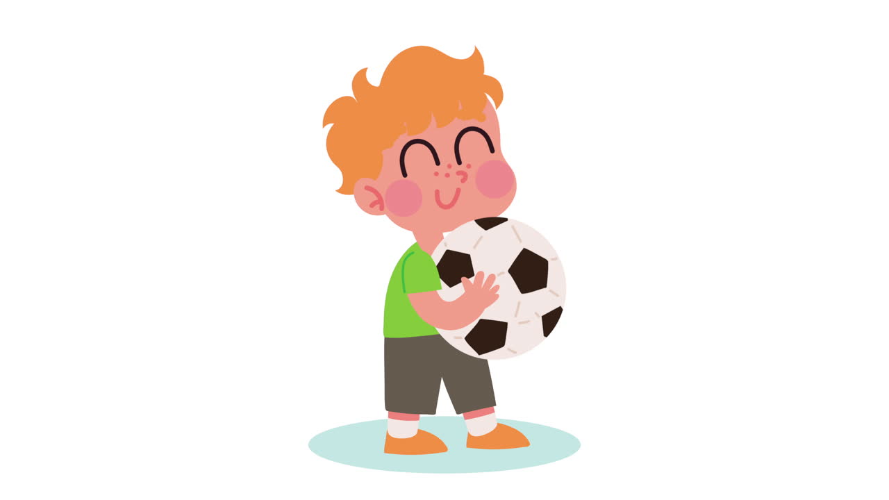 niño pequeño con animación de balón de fútbol