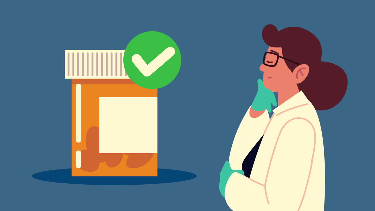 병에 담긴 약을 가진 여성 의사