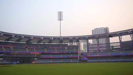 eagle flying around the empty wankhede stadium mumbai wide view