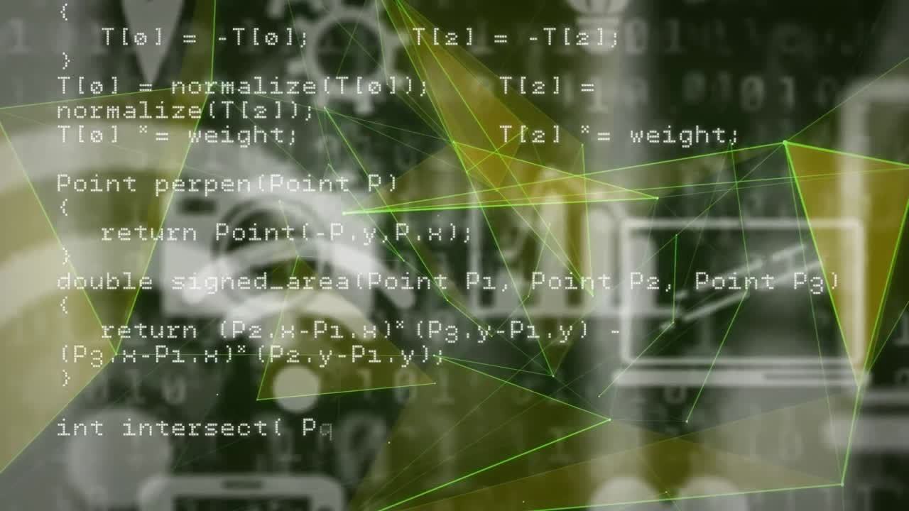 animación de procesamiento de datos e iconos de medios en fondo negro