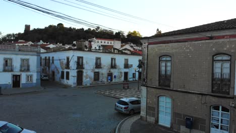 drone shot, rising in a small village in alentejo, portugal