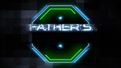 father's day futuristic neon green sign on black background