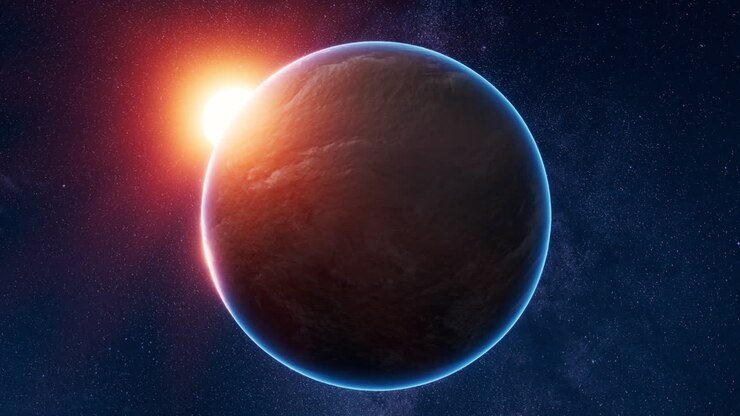 Planet in the outer space, 3d rendering.