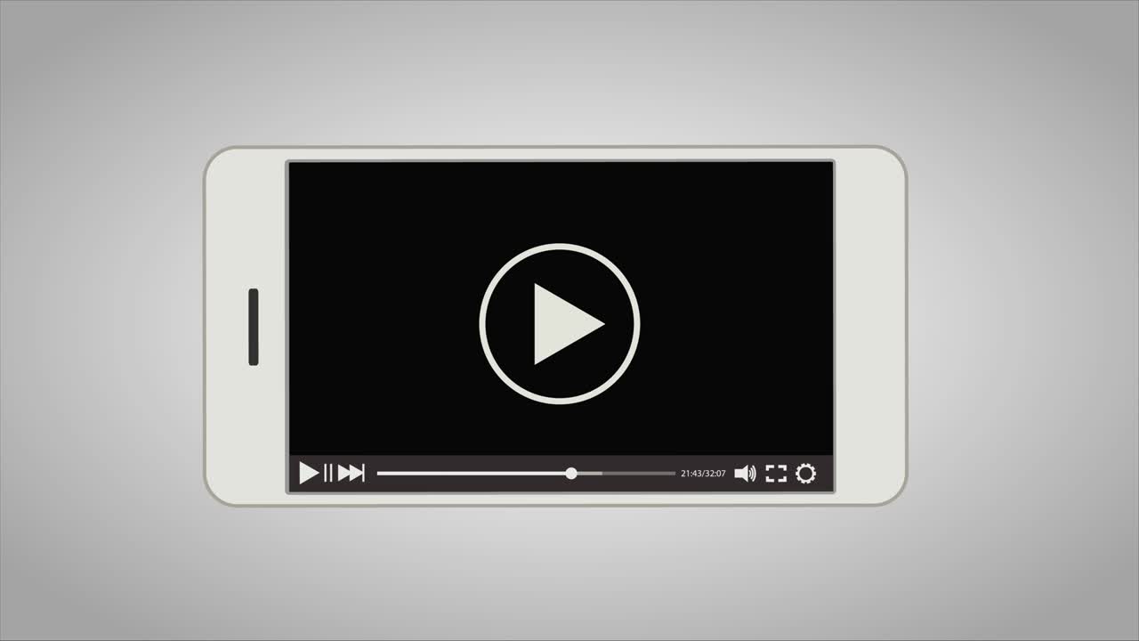 스마트폰의 비디오 플레이어 아이콘, 모션 그래픽