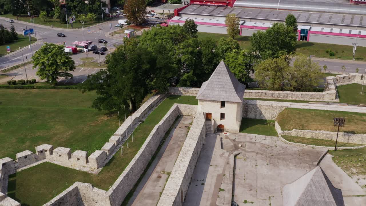 aerial view of an old monastery in Bosnia. Medieval architecture