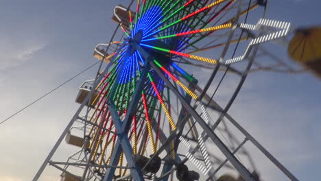 carnival rides at fair in the evening