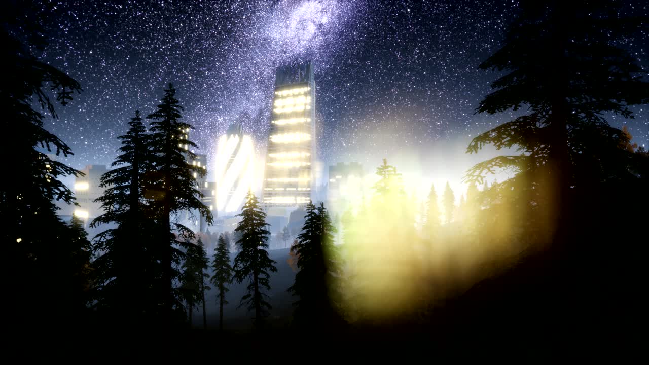 rascacielos de la ciudad por la noche