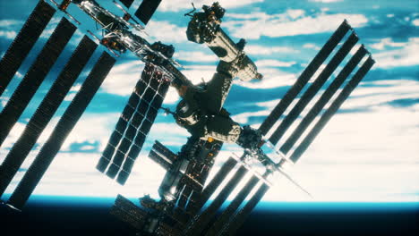 international space station on orbit of earth planet elements furnished by nasa