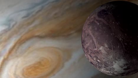 planeta júpiter y su satélite ganímedes en el espacio exterior