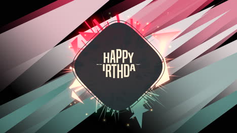 feliz cumpleaños con formas de neón en color negro