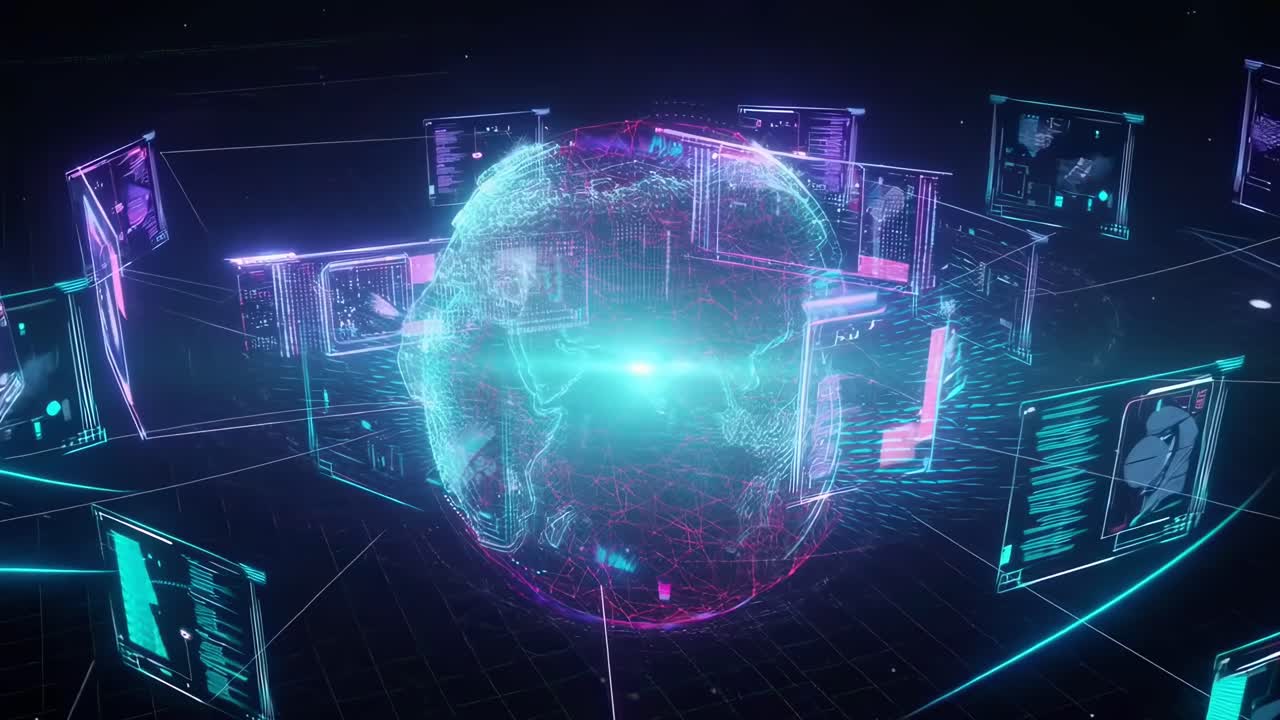 Global Network Connection with Digital Earth and Holographic Screens