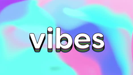 animation of vibes text over blue background